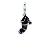 Amore LaVita™ Sterling Silver 3-D Antiqued Enameled Witches Shoe w/Lobster Clasp Charm for Charm Bracelet