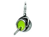 Amore LaVita™ Sterling Silver 3-D Antiqued Enameled Witches Cauldron w/Lobster Clasp Char for Charm Bracelet