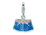 Amore LaVita™ Sterling Silver 3-D Enameled Blue Jean Shorts w/Lobster Clasp Charm for Charm Bracelet