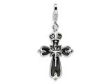 Amore LaVita™ Sterling Silver Enameled Swarovski Crystal Cross w/Lobster Clasp Charm for Charm Bracelet