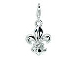 Amore LaVita™ Sterling Silver Polished Fluer De Lis w/Lobster Clasp Charm for Charm Bracelet