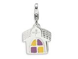 Amore LaVita™ Sterling Silver 3-D Enameled Church w/Lobster Clasp Charm for Charm Bracelet