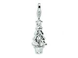 Amore LaVita™ Sterling Silver 3-D Enameled Swarovski Crystal Christmas Tree w/Lobster Cla for Charm Bracelet