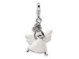 Amore LaVita™ Sterling Silver 3-D Enameled Swarovski Crystal Angel w/Lobster Clasp Charm for Charm Bracelet