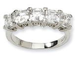 Cheryl M™ Sterling Silver Asscher-cut CZ 5-stone Ring