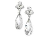 Cheryl M™ Sterling Silver Teardrop Dangle CZ Post Earrings
