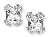 Cheryl M™ Sterling Silver Emerald-cut CZ Post Earrings