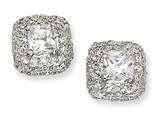 Cheryl M™ Sterling Silver Asscher-cut Square CZ Post Earrings