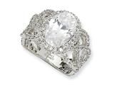 Cheryl M™ Sterling Silver Fancy Oval CZ Ring