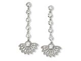 Cheryl M™ Rhodium-plated Sterling Silver CZ Fan Dangle Post Earrings