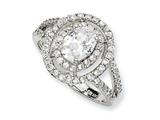 Cheryl M™ Sterling Silver Fancy Oval CZ Ring