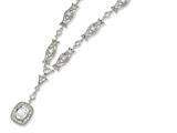 Cheryl M™ Sterling Silver Oval CZ Y-drop 17in Necklace