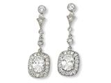 Cheryl M™ Sterling Silver Oval CZ Dangle Post Earrings