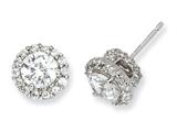 Cheryl M™ Sterling Silver CZ Round Post Earrings