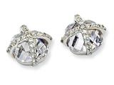 Cheryl M™ Sterling Silver Checker-cut Round CZ Post Earrings