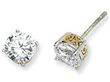 Cheryl M™ Sterling Silver and Gold Plated 6.5mm X and O CZ Stud Earrings