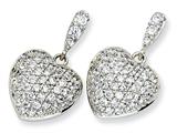 Cheryl M™ Sterling Silver CZ Heart Dangle Post Earrings