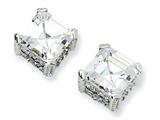 Cheryl M™ Sterling Silver 8mm Asscher-cut CZ Stud Earrings