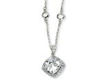 Cheryl M™ Sterling Silver Rose-cut CZ Square 18in Necklace