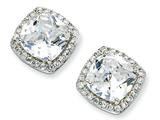 Cheryl M™ Sterling Silver Rose-cut CZ Square Post Earrings