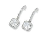 Cheryl M™ Sterling Silver Square CZ Wire Earrings