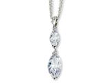 Cheryl M™ Sterling Silver Marquise CZ 17in w/2in ext Double Strand Necklace