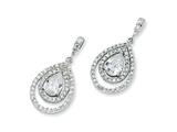 Cheryl M™ Sterling Silver Pear CZ Dangle Post Earrings
