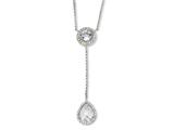 Cheryl M™ Sterling Silver Checker-cut CZ 17in w/2in ext Necklace