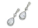 Cheryl M™ Sterling Silver Pear CZ Dangle Post Earrings