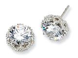 Cheryl M™ Sterling Silver Round CZ Post Earrings
