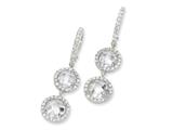 Cheryl M™ Sterling Silver Checker-cut CZ 2-stone French Wire Earrings