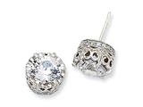 Cheryl M™ Sterling Silver 100-facet CZ Round Post Earrings