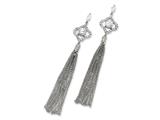 Cheryl M™ Sterling Silver CZ Dangle Chain Post Earrings