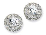 Cheryl M™ Sterling Silver Checker-cut White CZ Post Earrings
