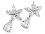 Cheryl M™ Sterling Silver Pear CZ Floral Dangle Post Earrings