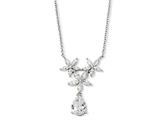 Cheryl M™ Sterling Silver CZ Floral 18in Necklace