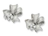 Cheryl M™ Sterling Silver Satin Finish Bow CZ Post Earrings