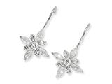 Cheryl M™ Sterling Silver CZ Floral Wire Earrings
