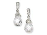 Cheryl M™ Sterling Silver Teardrop CZ Dangle Post Earrings
