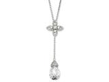 Cheryl M™ Sterling Silver Teardrop CZ 17in w/2in ext Y-drop Necklace