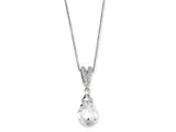 Cheryl M™ Sterling Silver Teardrop CZ 18in Necklace