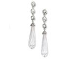 Cheryl M™ Sterling Silver CZ Faceted Teardrop Dangle Post Earrings