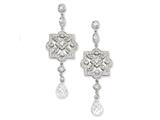 Cheryl M™ Sterling Silver CZ Dangle Post Earrings
