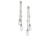 Cheryl M™ Sterling Silver CZ Chain Dangle Post Earrings