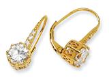 Cheryl M™ Gold Plated Sterling Silver CZ Leverback Earrings