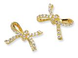 Cheryl M™ Gold Plated Sterling Silver CZ Bow Post Earrings