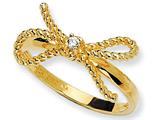 Cheryl M™ Gold Plated Sterling Silver Fancy Bow CZ Ring