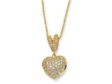 Cheryl M™ Gold Plated Sterling Silver CZ Heart 17.5in Necklace