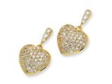 Cheryl M™ Gold Plated Sterling Silver CZ Heart Dangle Post Earrings