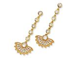 Cheryl M™ Gold Plated Sterling Silver CZ Fan Dangle Post Earrings